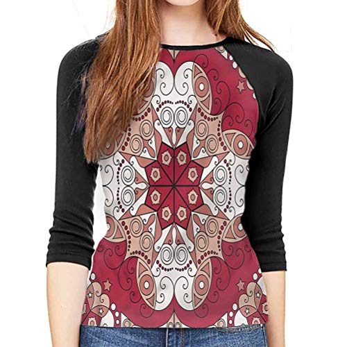 Classic Long Sleeve Tops Women Geometrical Vintage Persian Womens Casual Fitted T Shirt Medium