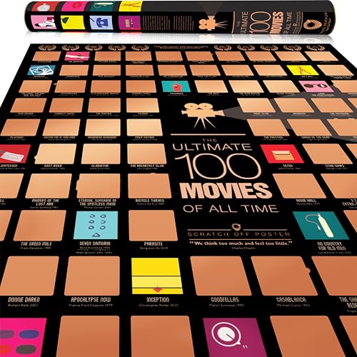 Travel Revealer Top 100 Movie Scratch Off Poster 2025 Selected IMDb Ultimate 100 Movies Scratch Off...