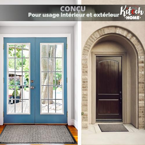Kitcch Grand Tapis Antiderapant Exterieur et Interieur pour Votre Porte d Entree Maison | Paillasson Absorbant pour Votre Seuil de Porte | Paillasson Marron/Beige 80x120cm – vue 8