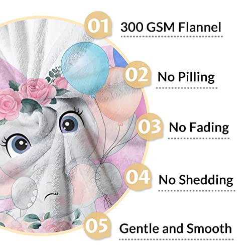 Personalized Elephant Blanket Gifts with Name - 50"x60" Cute Throw for Women Girls - Purple Soft Fuzzy Blankets for Bed, Couch & Living Room