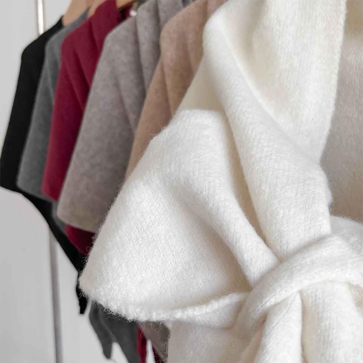 Générique ChâLe En Laine MéLangéE De Couleur Unie Pour Femmes,Cardigan Noué,ChâLe Triangulaire Pour Femme,Poncho Enveloppant Pour Voyage,Doux Et Confortable