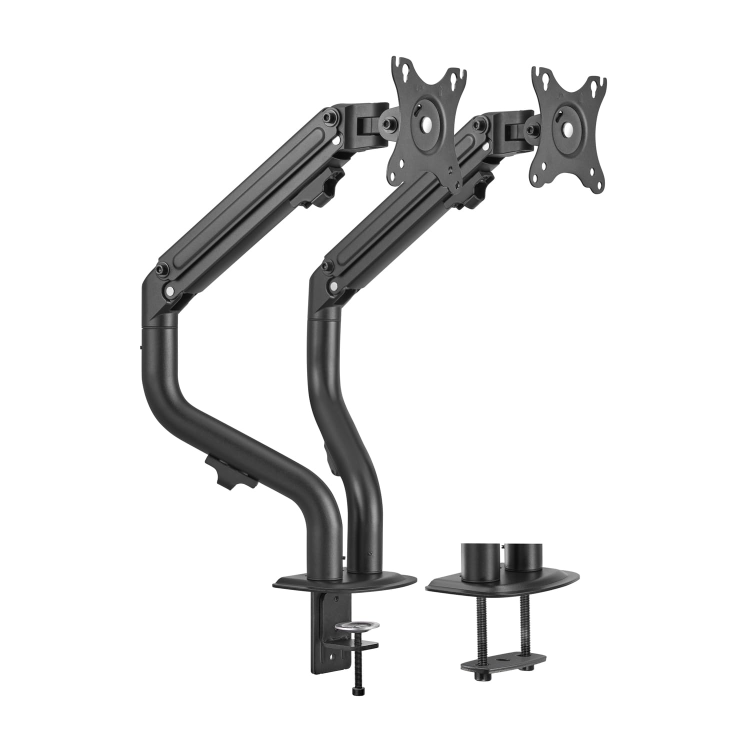 AISENS - DT32TSR-141 - Supporto da tavolo Eco controbilanciato girevole E inclinabile per monitor/TV 8 kg (3 pin, 2 braccia) da 17-32, nero