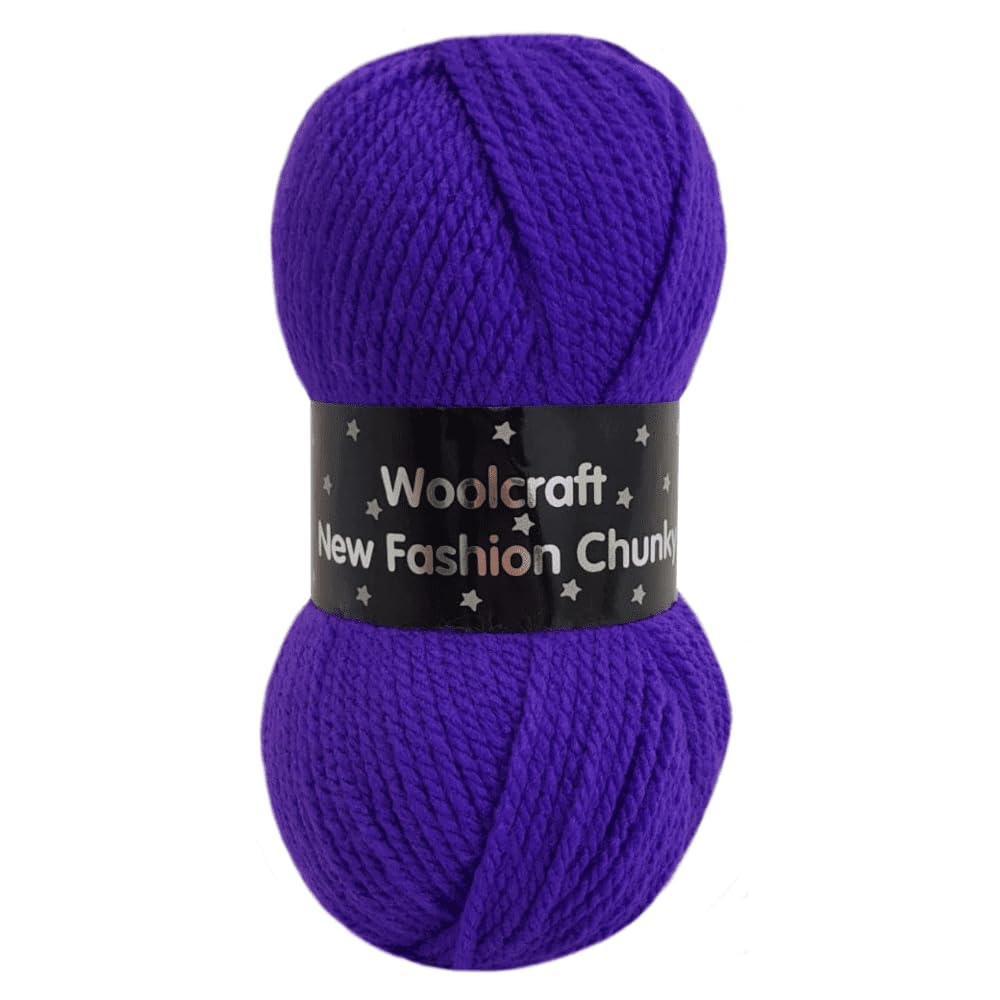 WoolCraft Fashion Chunky Knitting & Crochet Yarn, Great Value Yarn with 27 Colour Combinations in The Range, 100% Acrylic, 150 Metres, 100g Balls, Pack of 20, Imperial Purple