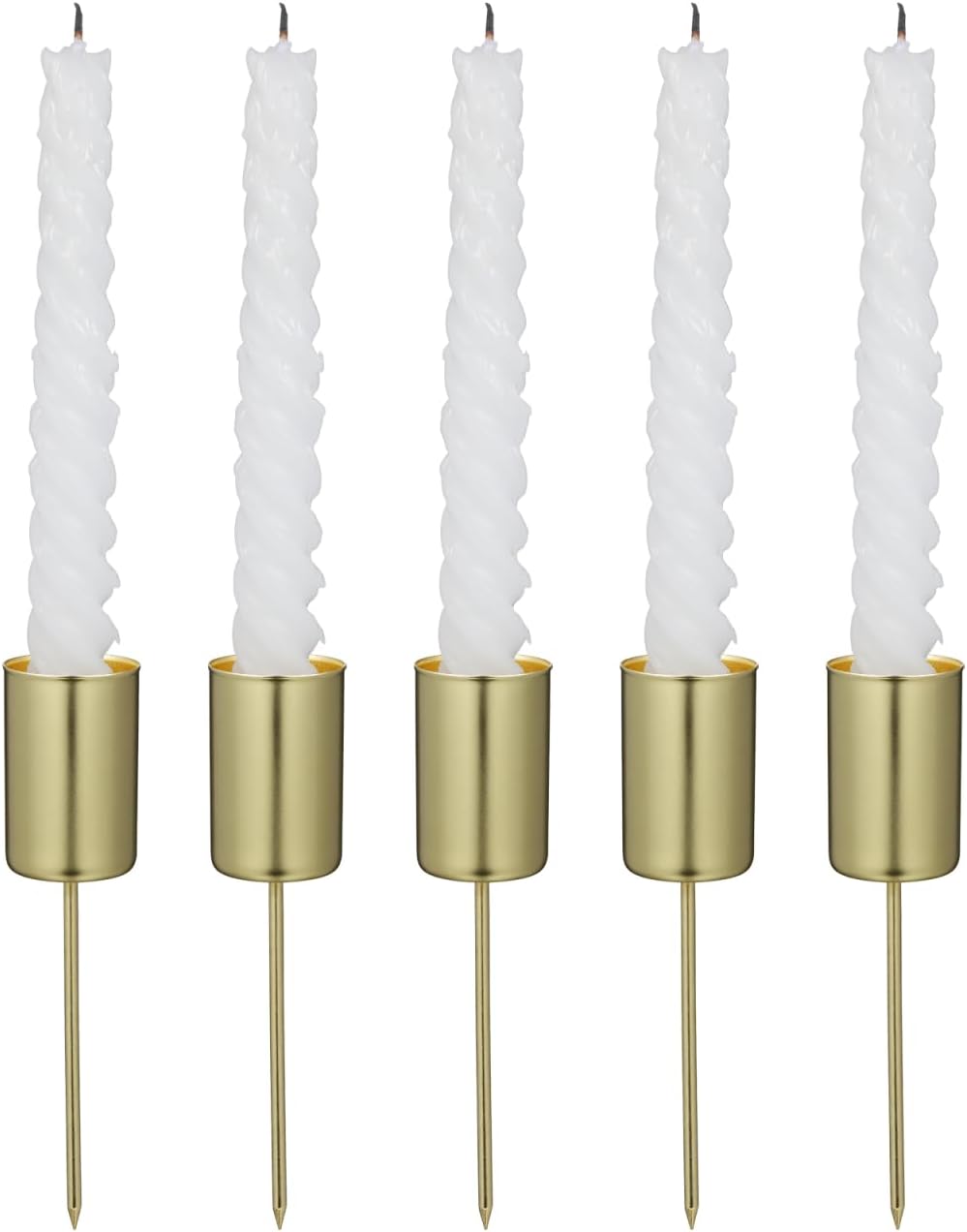 DOITOOL 5 Pcs Golden Candle Holder Christmas Candle Holder Stakes with Spike Cup Insert for Xmas Party Christmas Table and Tree Decorations