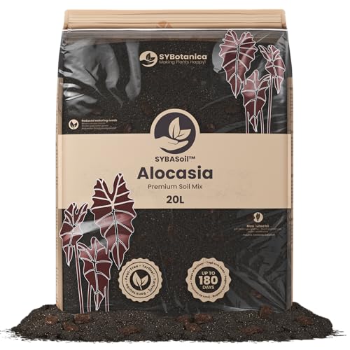 Sybotanica - Substrato para Alocasia 20 L - Coco Premium para Alocasia, Colocasia, Caladium - Sin Turba - Abono Orgánico 180 Días - Ideal para Plantas de Interior