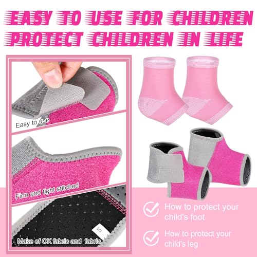 Image of Tarpop 2 Pairs Kids Ankle Brace Set Foot Support Stabilizer Wraps Protector Guard Knitted Ankle Sleeve Sock Support Compression Socks for Injury Prevention(Pink,Medium)
