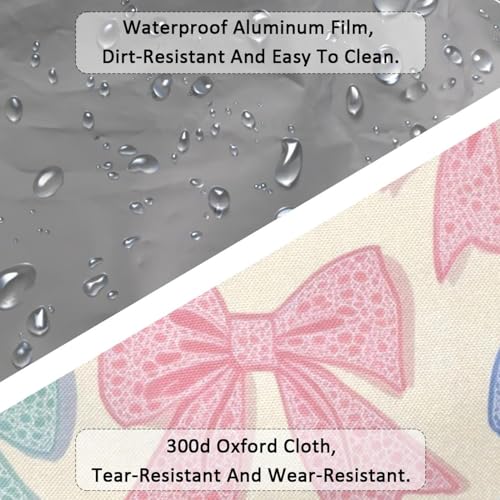 Large Beach Bag for Women, Bows Colorful Pattern Travel Tote with Pockets Waterproof Shoulder Handbag3