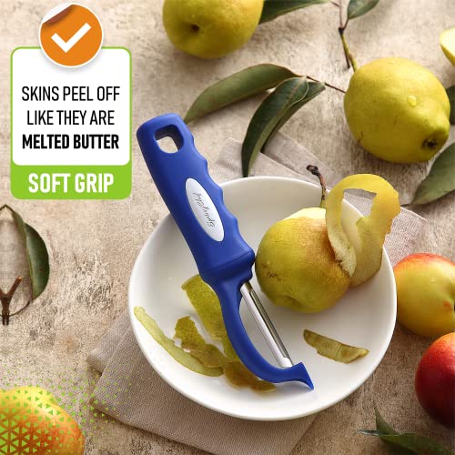 Image of Spring Chef Swivel Potato Peeler with Soft Grip Handle, Set of 2, Sapphire