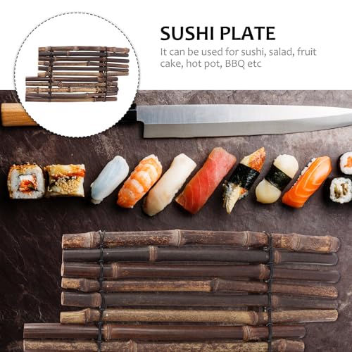 Plato para sushi y postre curvo tamaño medio color café miniatura 3