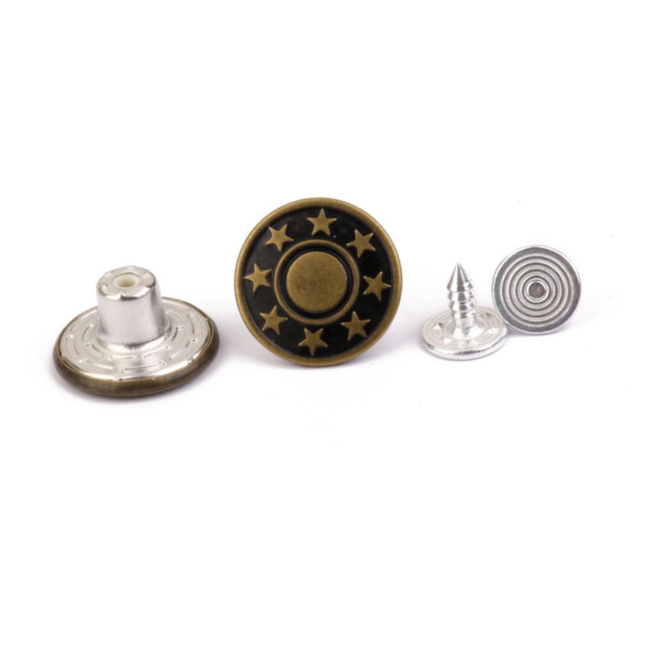 EXCEART 3 Set Da 17 Mm A Forma Di Stella Per Jeans Bottoni in Ottone Kit Di Fissaggio Verde Facili Da Installare Martello Per Lavori Di Cucito E Artigianato 50 Pezzi*3