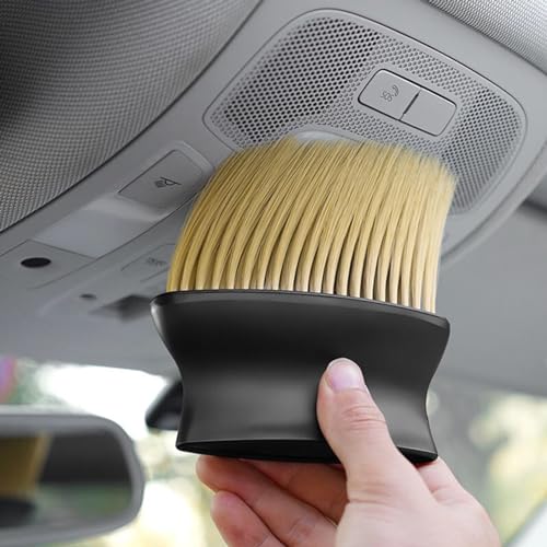 Image of DETACHI Car Interior Cleaning Brush + Microfiber Cloth Super Absorbment 40x40 850 GSM+ Ultra Soft Hair Bristle Brush for A /c Vents Dust, Dashboard Cleaning Laptops, Cleaning Tools Combo Pack 3Pcs