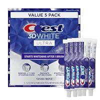 Crst 3D White Ultra Teeth Whitening Toothpaste – Vivid Mint – 5 Pack (5.2 oz Each)