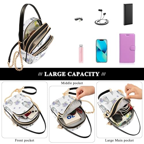 Cartera floral blanca para mujer con correa de hombro miniatura 6