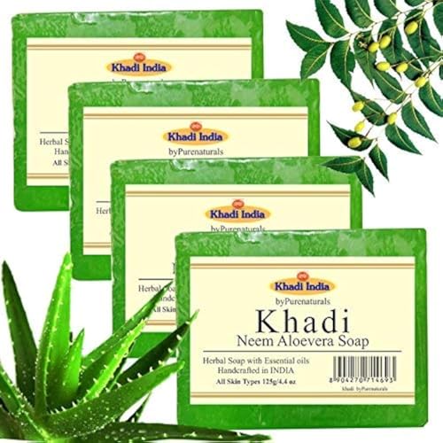 byPureNaturals Hasthkar Handmades Aloevera Handmade Herbal Natural Soap 125gm (Pack of 4)