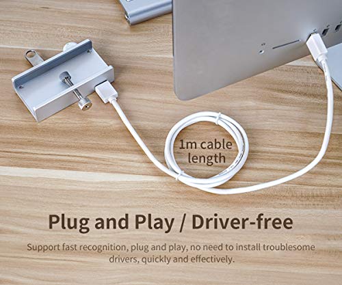 Powered Hub USB Type C a USB 3.0 Adapter con 4 porte USB 3.0, compatto salvaspazio montabile in alluminio USB Hub, velocità di trasferimento veloce con tipo C a tipo un cavo dat - Hub USB - Immagine 4