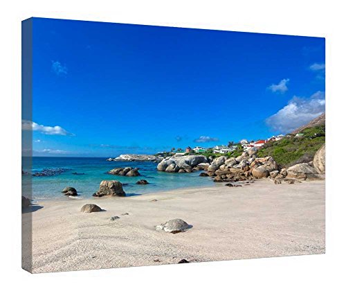 Toile village coloré plage rocheuse pour créer une ambiance marine dans votre salon