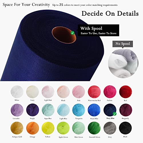 Image of Navy Blue Tulle Fabric Rolls 54 Inch by 40 Yards Tulle Bolt Spool for Wedding Decorations DIY Tutu Baby Shower Table Skirt Ceiling Decor Birthday Party Craft Supplies