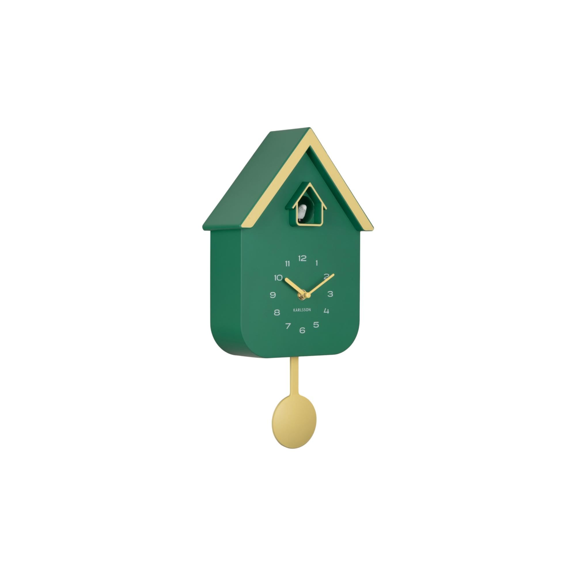 Karlsson Wall clock Dupla Color Cuckoo - Green - 21,5x21,5x41,5cm - Rectangle - Plastic - Clocks for Living Room - Office - Bedroom