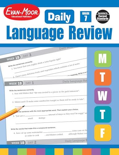 Evan-Moor Daily Language Review, Grade 7, Activities, Homeschooling and Classroom Resource Workbook, Reproducible Worksheets, Teacher Edition, Daily Practice, Skills Assessment, Grammar, Punctuation