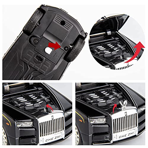 Image of Kids Toy car Playsets 1:32 Phantom Diecast Metal car Toy Pull Back Metal Cars with 4 Openable Doors Light and Musical Sound (Multi)
