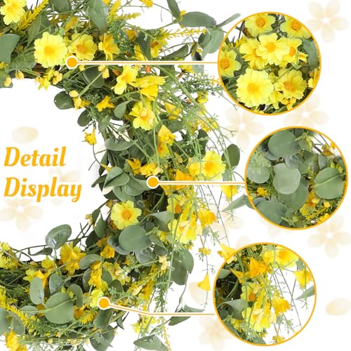 22daisyspringsummerwreathwithgreenleaveswildflowerartificialwreathforfrontdoorhomewallweddingfarmhouseholidayoutdoorindoordecoryellow Urban Country Home Decor 22 daisy spring summer wreath with green leaves wildflower artificial wreath for front door home wall wedding farmhouse holiday outdoor indoor decor yellow urban country home decor