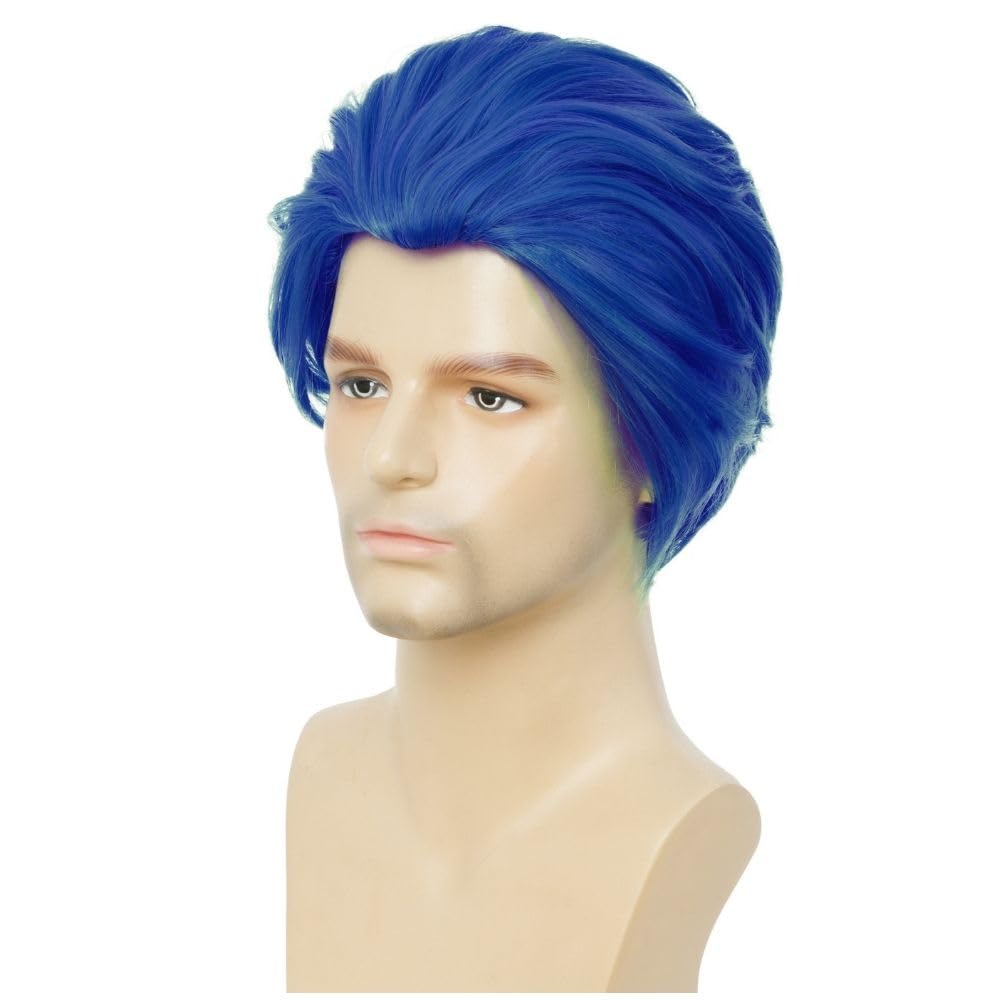 Salaibs Mens Blue Short Wig Straight Synthetic Fiber Anime Wigs Coslpay Costume Hair Wig - Image 4