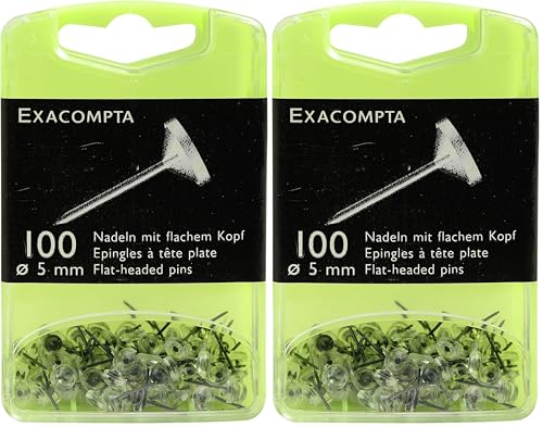 Exacompta - Réf. 14512E - Boîte de 100 épingles de signalisation à tête Plate Unie - Hauteur de la Pointe 8 mm - Diamètre 5 mm - Adaptés pour Les Plans...