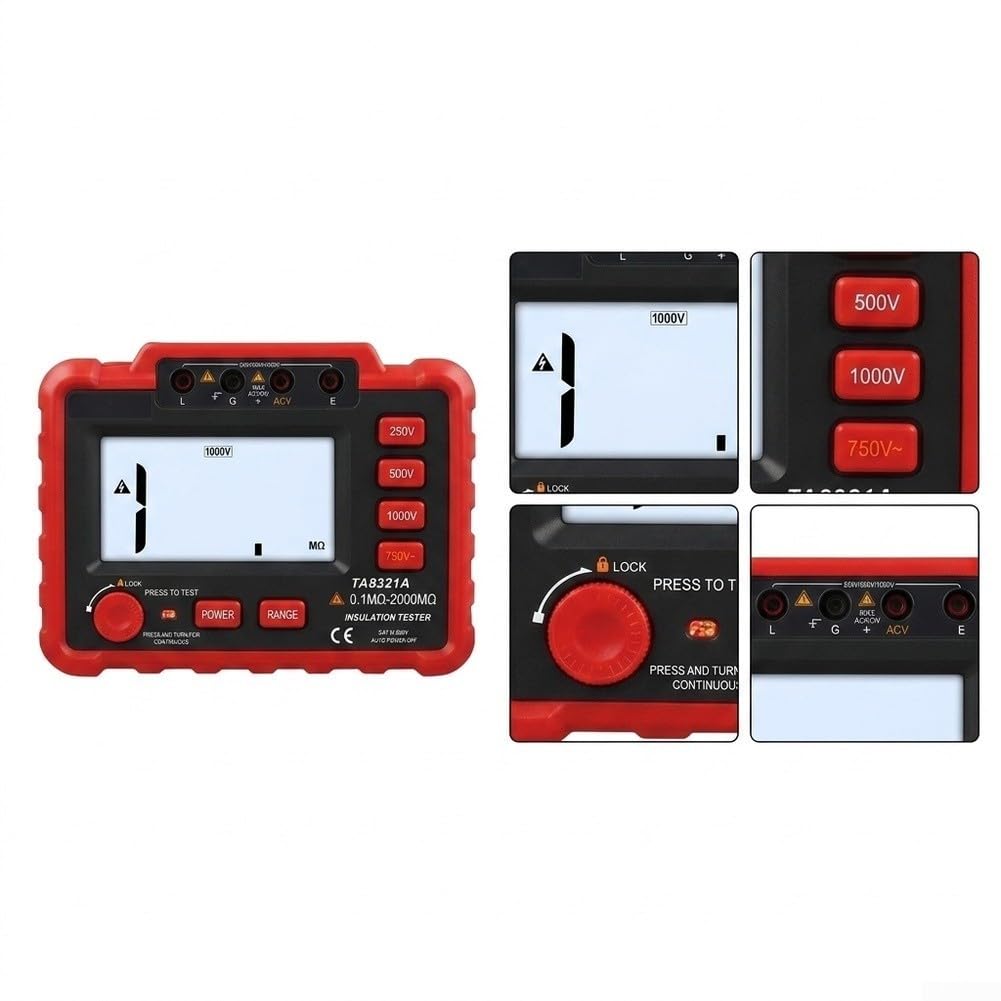Probador de aislamiento digital 250V-1000V Megohmmetro (TA8321A)