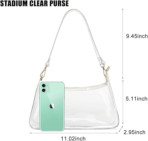 Miniatura 5 de LOXOMU Bolso transparente aprobado para estadios, pequeño bolso cruzado transparente para mujer, bolso transparente para mujer