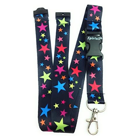 Lanyard Neck Strap for id Card Badge Holder with Safety Clip Breakaway 2cmx43cm SpiriuS for Phone Key Keychain (Rainbow Stars) Cover