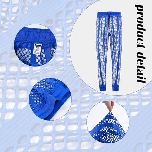 JINSHI Men's Fishnet Mesh Lounge Long Pants Sexy See Through Drawstring Loose Pajama Bottom Muscle Legging Swimwear4