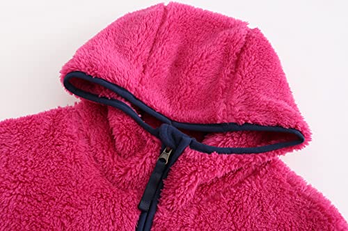 Image of Girl's Jacket Kids Full Zip Ultra Soft Sherpa Fleece Hoodie Sweatshirt