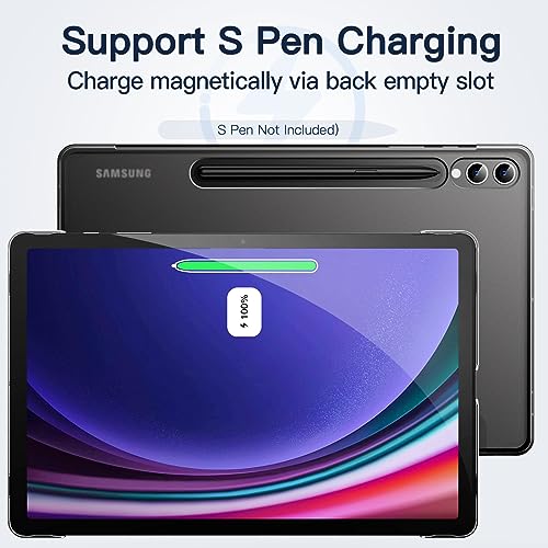 Image of JETech Cover Case for Samsung Galaxy Tab S10 Plus /Tab S9 Plus 12.4-Inch, Translucent Back Tri-Fold Stand Protective Tablet Cover, Support S Pen Charging, Auto Wake /Sleep (Black)