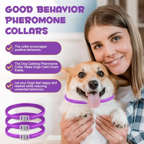 Fokroin 2 Pack Beruhigungshalsband für Hunde, Anti Stress Halsband Hund, Verstellbares Calming Collar for Dogs, Wasserdichtes Beruhigendes Pheromonen Halsband für Hunde Aller Größen