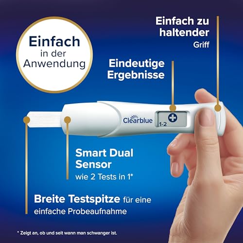 Clearblue Schwangerschaftstest Frühtest digital, Pregnancy Test, 2x Frühschwangerschaftstests / Schwangerschaftsfrühtests mit Wochenbestimmung, Schwangerschaft bestimmen, 25 mIU/ml