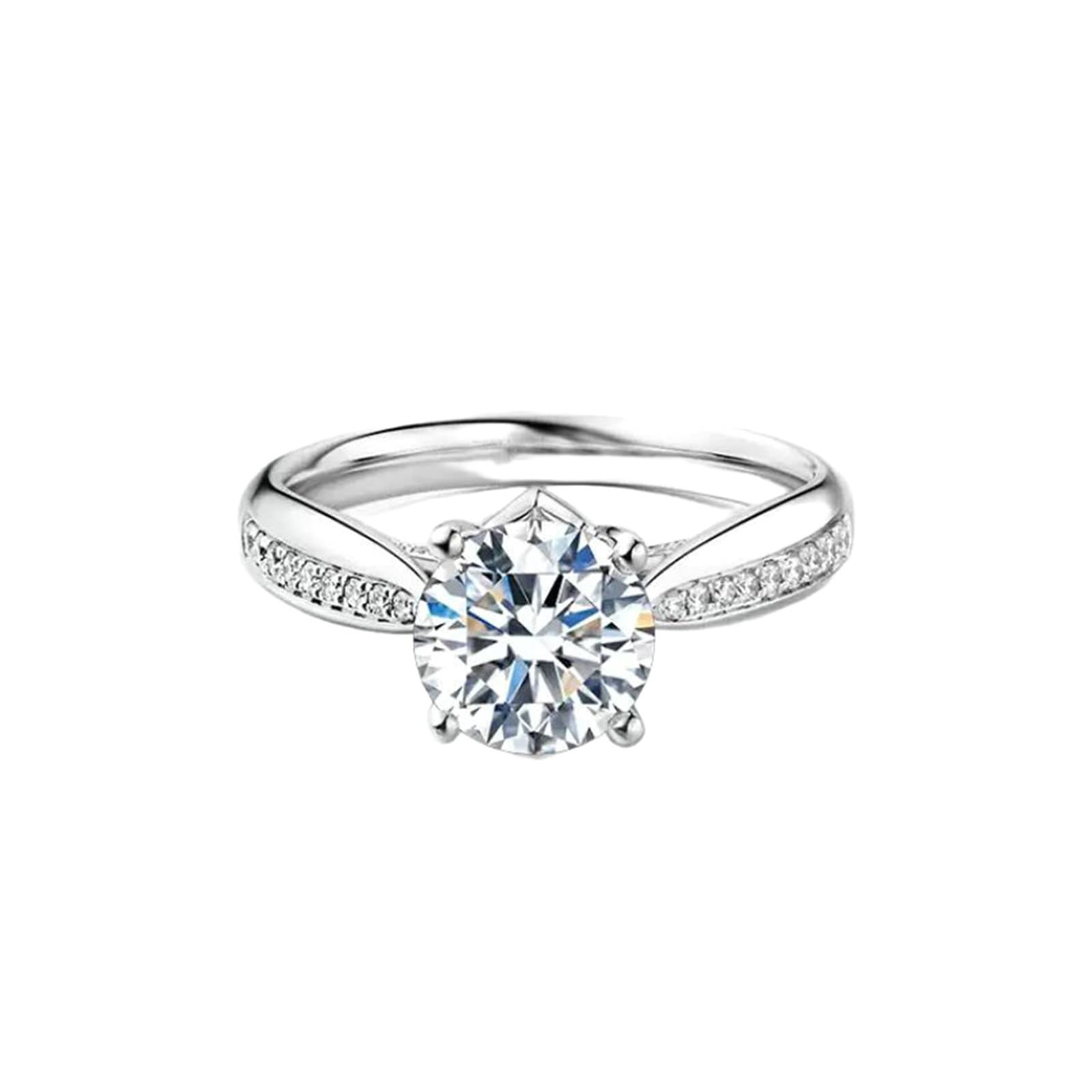 KnSam Echtgold Schmuck 9K/14K/18K Weißgold/Platin Diamantring, Labor Erstellt Diamant Trauringe Klassiker Rundschliff Weiß, Ring 18/14/ 9 Karat Gold, Gr.47-70