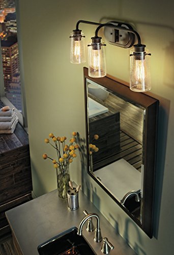 Image of KICHLER Braelyn 24 inch 3 Light Vanity Light with Clear Seeded Glass Olde Bronze