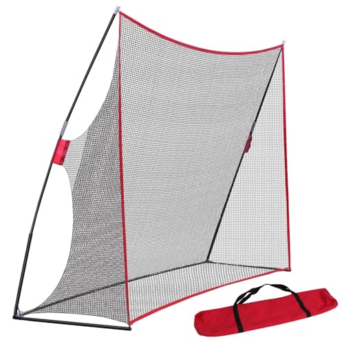 Virimolo Golfnetz riesig 305x93x217 cm tragbar stabiles Golf Übungsnetz für Innen & Außen mit Aufbewahrungsnetz & 4 Heringen Trainingshilfe für Zuhause schwarz/rot