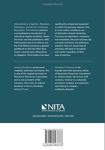 Alternatives To Litigation Mediation, Arbitration, And The Art Of Dispute Resolution: Third Edition (Nita) #TOP1