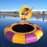 Aufblasbares Wassertrampolin, Tragbares Rundes Wassertrampolin Mit 4-Stufiger Leiter Und Elektrischer Luftpumpe Für Wassersprung-Schwimmplattform Für Erwachsene Und Kinder,2m