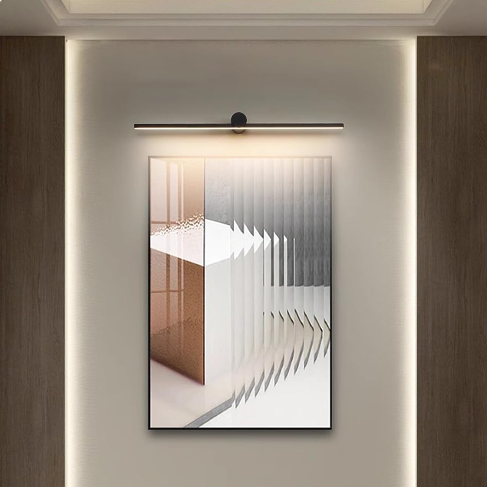 Jadssox Luci per quadri a LED Barra luminosa nera per vanità Lampada da bagno lineare su specchio, applique da parete minimaliste per vanità per bagno Camera da letto Comò Display con opere d'arte Lam