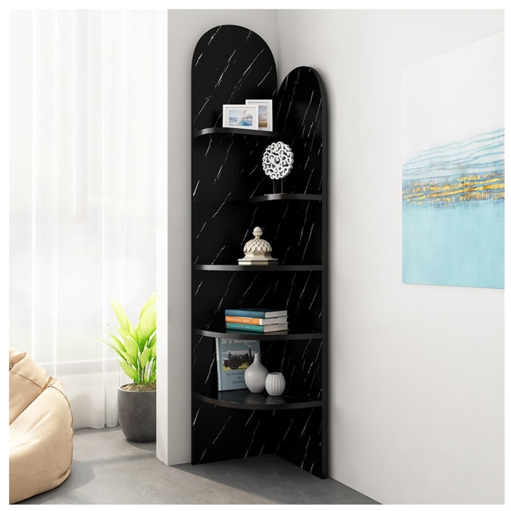 Scaffale Angolare per Cucina Scaffale Ad Angolo A 5 Livelli Con Pannello Ispessito Libreria Ad Angolo Scaffale Ad Angolo Espositore Ad Angolo Per Ufficio Domestico Porta Piante, Scaffale da Bagno(E)