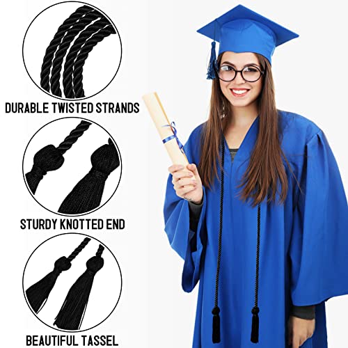 Image of Graduation Honor Cord Black Yarn Honor Cord with Tassel 67 inch Long for Graduation Ceremony