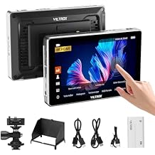 VILTROX DC-L1 7" Camera Field Monitor Touchscreen DSLR Kamera Monitor with 170 Wide View Angle,600 Nits,HD 1280x800 IPS 4K HDMI Loop in/Out with Peak Focus Video Assist Waveform,Battery,Sunshade Hood