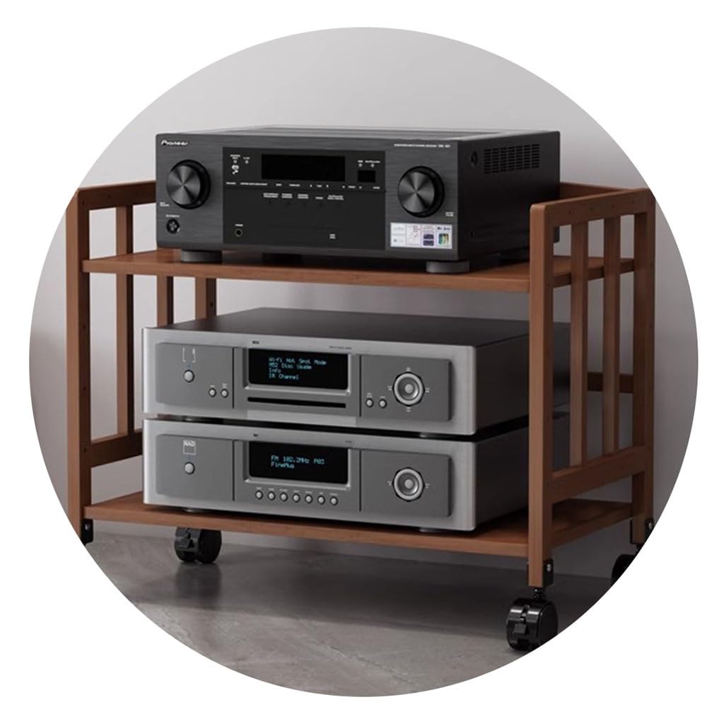 Doppellagiger HiFi-Lautsprecherschrank, HiFi-Rack aus Bambus, Schrank für Streaming-Media-Geräte, HiFi-Rack, AV-Rack, Videoinhalte (braun, 70 * 38 * 53 cm (2 Ebenen)).