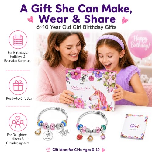 Image of COO&KOO Charm Bracelet Making Kit, A Unicorn Girls Toy that Inspires Creativity and Imagination, Crafts for Girls Ages 8-12 with Jewelry Making Kit Perfect Gifts for 6 7 8 9 10 Girl Self-Expression!