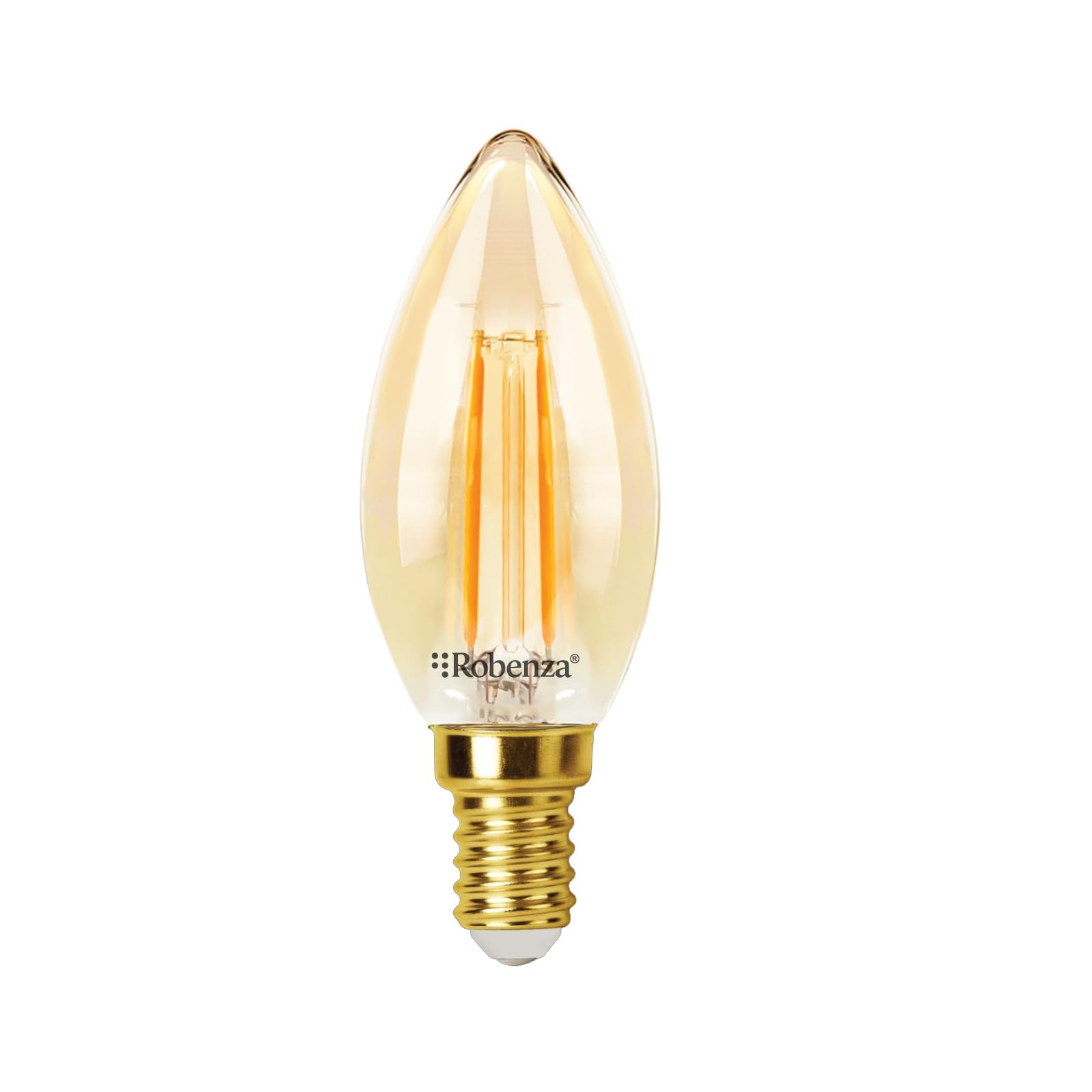 Robenza E14 LED Candle Light Bulb, 2.2W (25W Equivalent), 200lm, 2000K Extra Warm Amber Filament, SES Small Edison Screw C35, Energy Saving LED for Chandelier Lighting, Non-Dimmable – Pack of 1