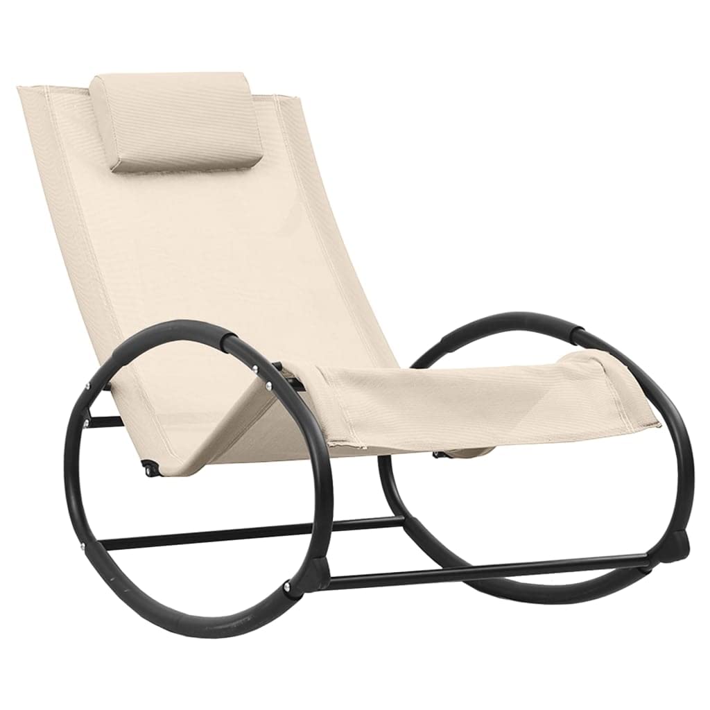 Tumbona con cojín, marco de acero, crema textil, 105,5 x 62 x 91,5 cm, resistente a la intemperie, para jardín, terraza, piscina, silla de salón con gravedad cero