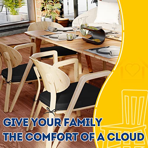 Image of AAAAAcessories D-Shaped Chair Cushions, 2 inch Thick Dining Chair Pads with Ties and Removable, Machine-Washable Cover, 17 inch x 16 inch, Black