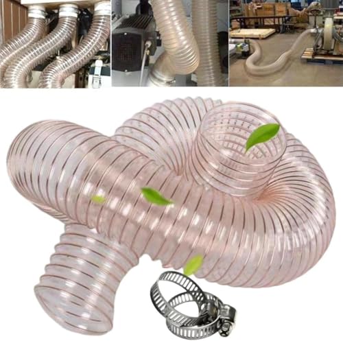 集塵機用 フレキシブルホース ステンレス ホース バンド セット 自作 サイクロン 集じん機 パーツ ダクトホース 集塵ホース 耐摩耗 排気ホース 静電気帯電防止用ホース 耐熱 フレキシブルダクト 防水 (内径約100mm,5メートル)